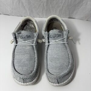 Hey Dude Men's Stone White Gray Wally Stretch Fleece Lightweigth Loafers Sz 9